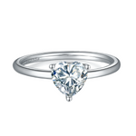 Sterling Silver S925 Moissanite Heart Shape Solitaire Ring, 1 Carat D Grade, Timeless Design AdornMazing Moissanite Rings.