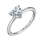 Sterling Silver S925 Moissanite Heart Shape Solitaire Ring, 1 Carat D Grade, Timeless Design AdornMazing Moissanite Rings.