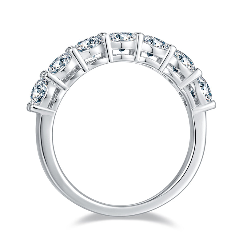 Sterling Silver S925 Moissanite Wedding Band Ring, 2.1CT D Grade Stones, Prong Setting AdornMazing Moissanite Rings.