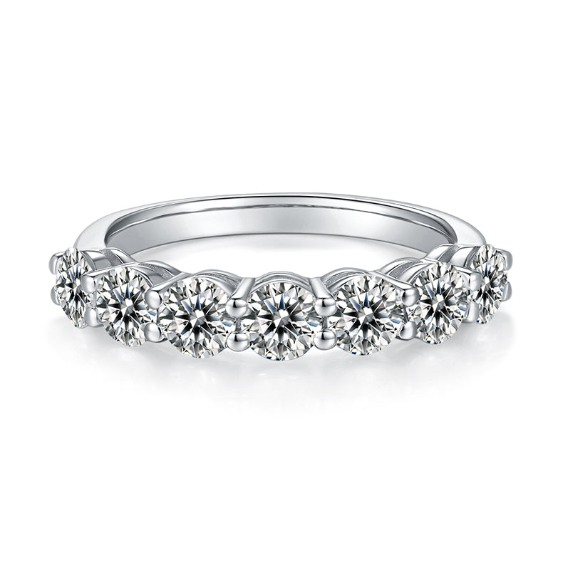 Sterling Silver S925 Moissanite Wedding Band Ring, 2.1CT D Grade Stones, Prong Setting AdornMazing Moissanite Rings.