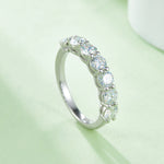 Sterling Silver S925 Moissanite Wedding Band Ring, 2.1CT D Grade Stones, Prong Setting AdornMazing Moissanite Rings.