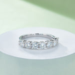 Sterling Silver S925 Moissanite Wedding Band Ring, 2.1CT D Grade Stones, Prong Setting AdornMazing Moissanite Rings.