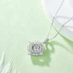 Sterling Silver S925 Moissanite Pendant Necklace, 0.5CT D Grade, Halo Design, 45cm Chain AdornMazing Moissanite Necklaces.