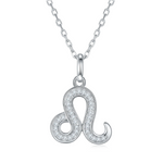 Silver necklace with a 'S' shaped pendant on a white background