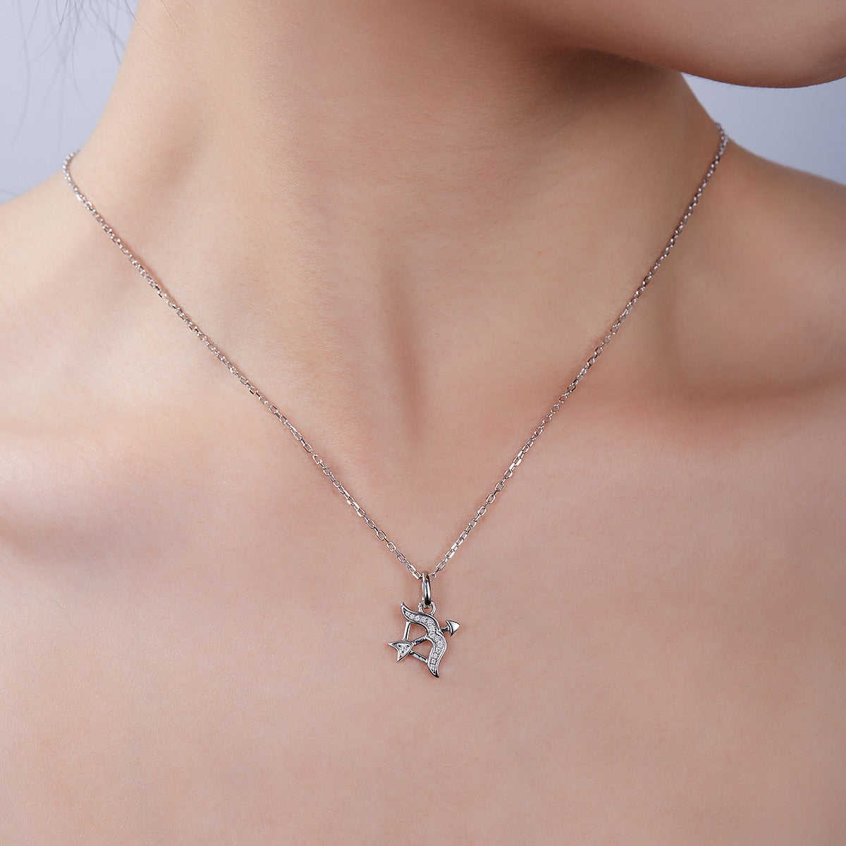 18K White Gold Plated S925 Sagittarius Zodiac Pendant Necklace with Moissanite