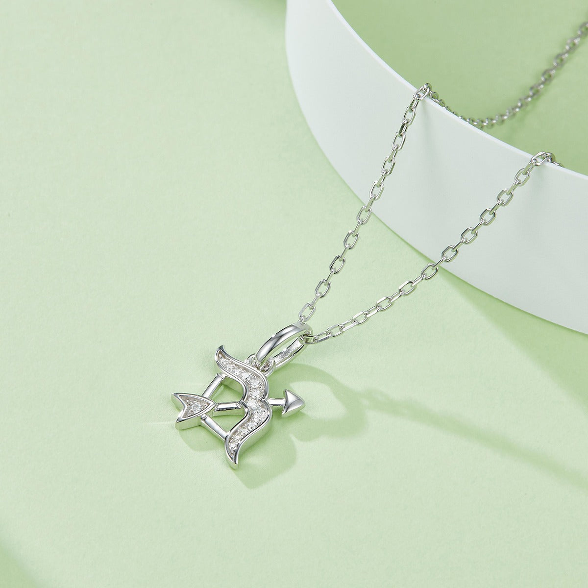 18K White Gold Plated S925 Sagittarius Zodiac Pendant Necklace with Moissanite