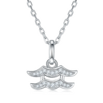 Silver necklace with a Aquarius Zodiac Pendant on a white background