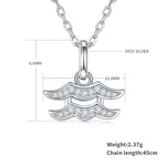 Silver necklace with a Aquarius Zodiac Pendant on a light green background