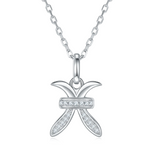 Silver necklace with a Pisces Zodiac Pendant on a white background