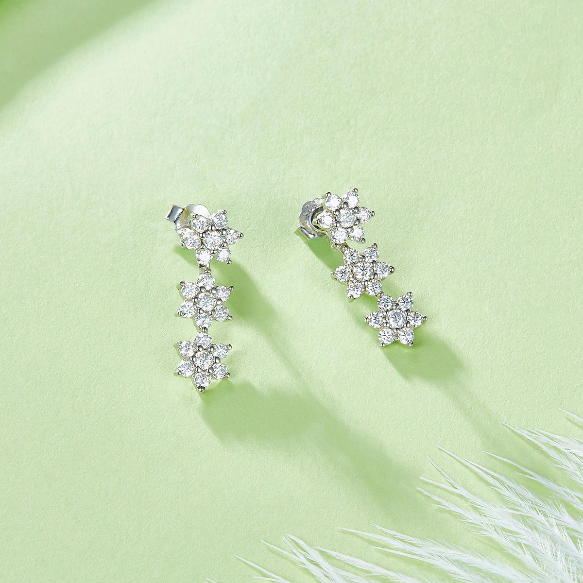 0.72CT Moissanite Flower Ear Jacket Earrings in Sterling Silver - supplier product view 2