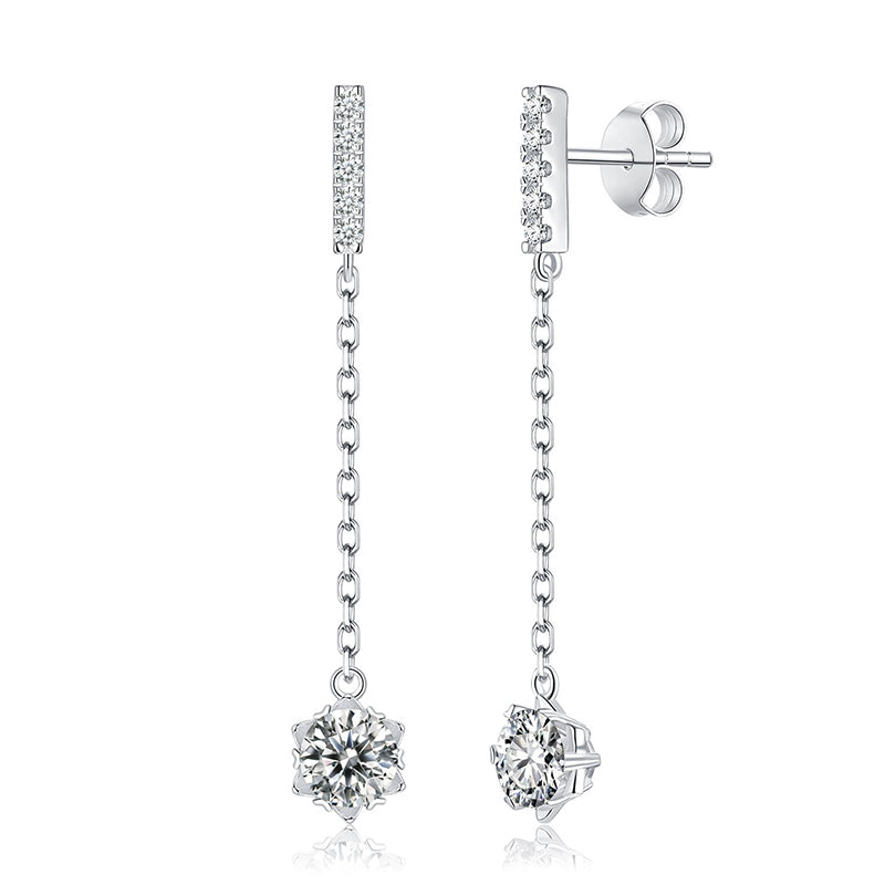 Dancing Moissanite Tassel Earrings in Sterling Silver, 0.5CT Each - supplier product view 1