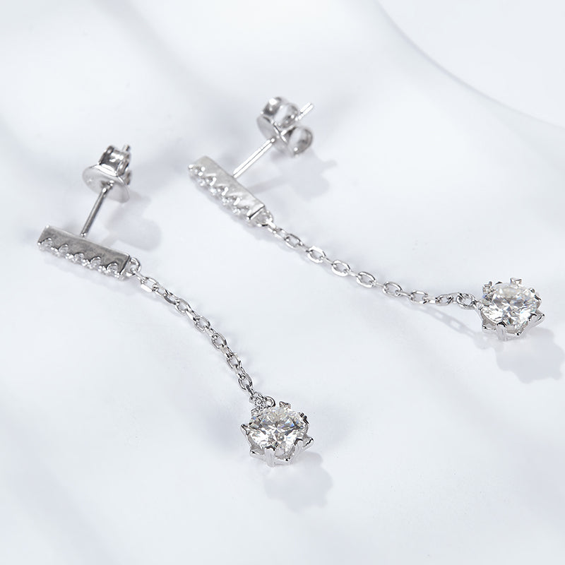 Dancing Moissanite Tassel Earrings in Sterling Silver, 0.5CT Each - supplier product view 3