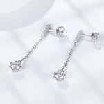 Moissanite chain-drop earrings showing posts and butterfly backs
