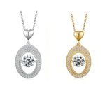 1CT Dancing Moissanite Oval Pendant Necklace in Gold-Plated Sterling Silver - supplier product view 1