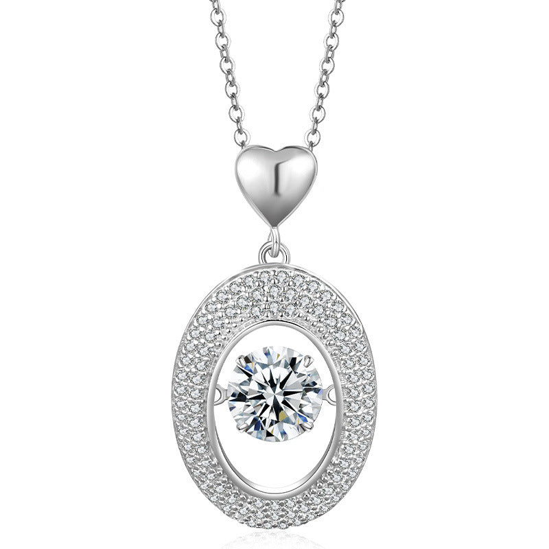 1CT Dancing Moissanite Oval Pendant Necklace in Gold-Plated Sterling Silver - supplier product view 2