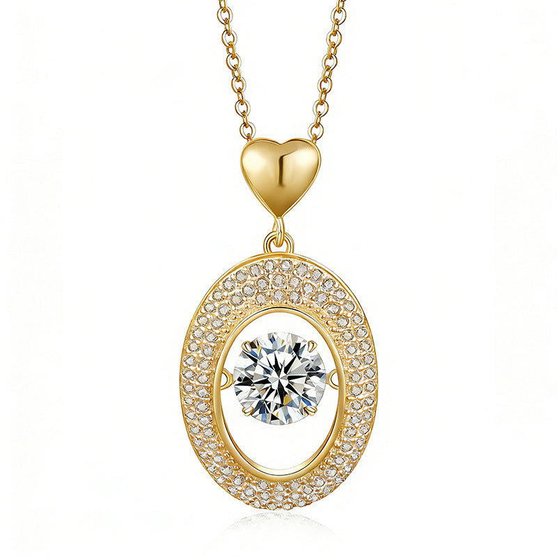 1CT Dancing Moissanite Oval Pendant Necklace in Gold-Plated Sterling Silver - supplier product view 3