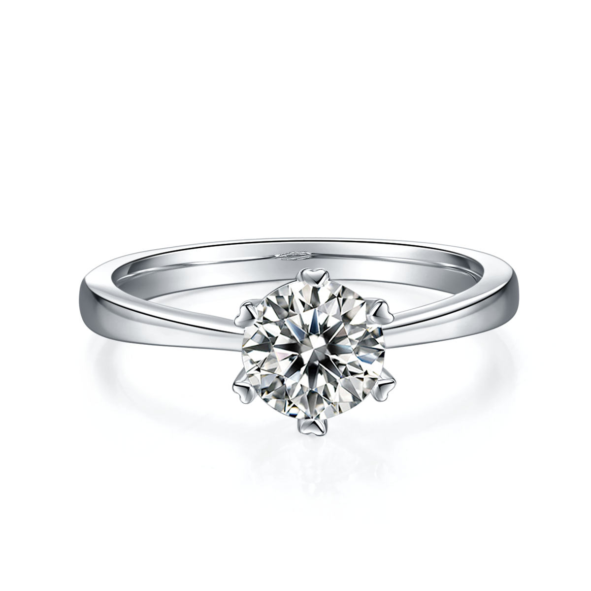 1CT Six-Prong Moissanite Solitaire Ring in Sterling Silver - supplier product view 1