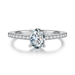 1CT Oval Moissanite Pave Engagement Ring in S925 Sterling Silver - supplier product view 1
