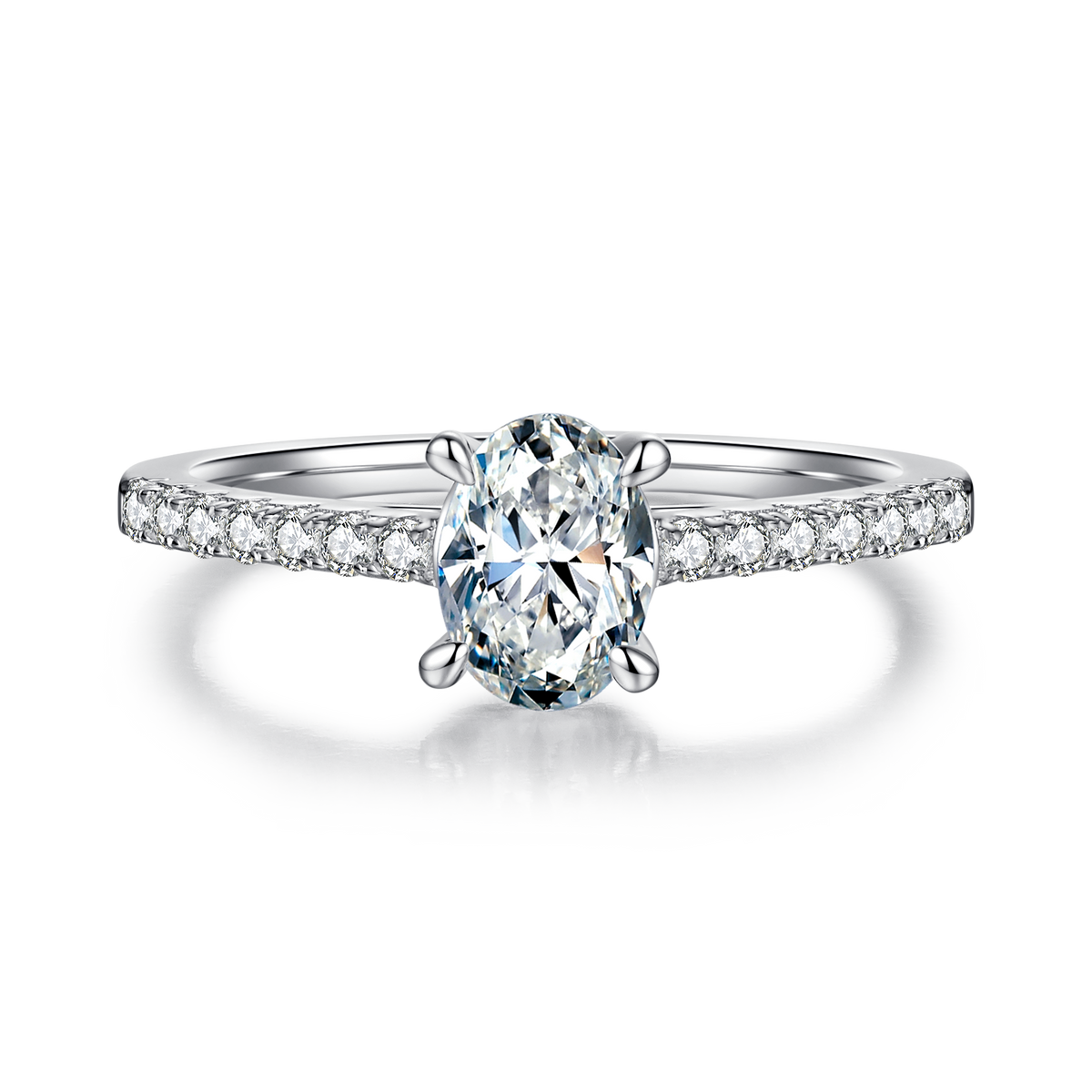 1CT Oval Moissanite Pave Engagement Ring in S925 Sterling Silver - supplier product view 1