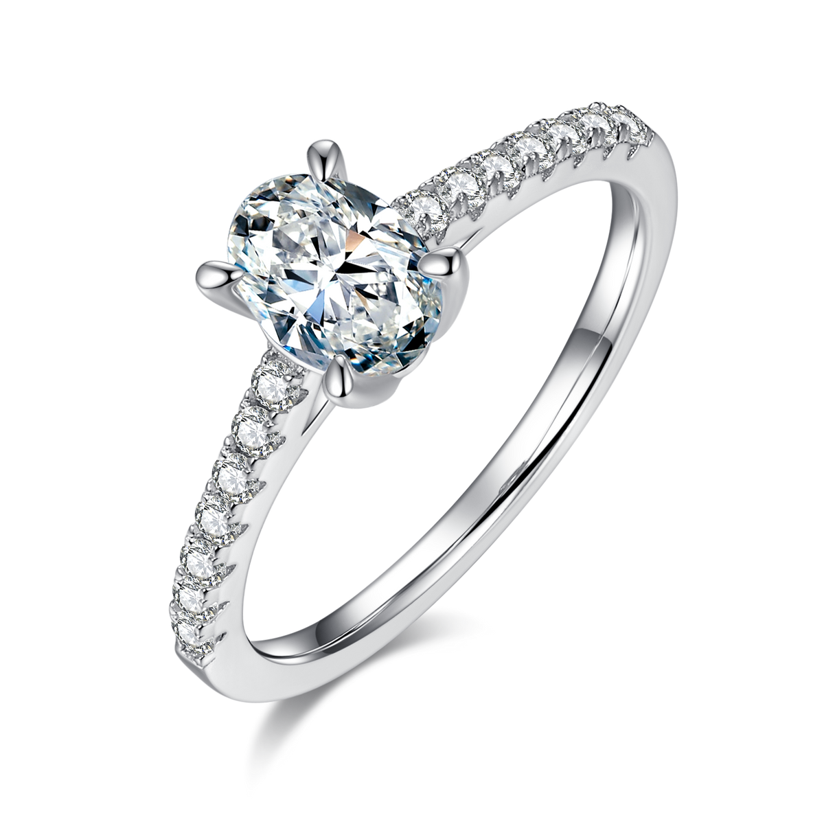 1CT Oval Moissanite Pave Engagement Ring in S925 Sterling Silver - supplier product view 2