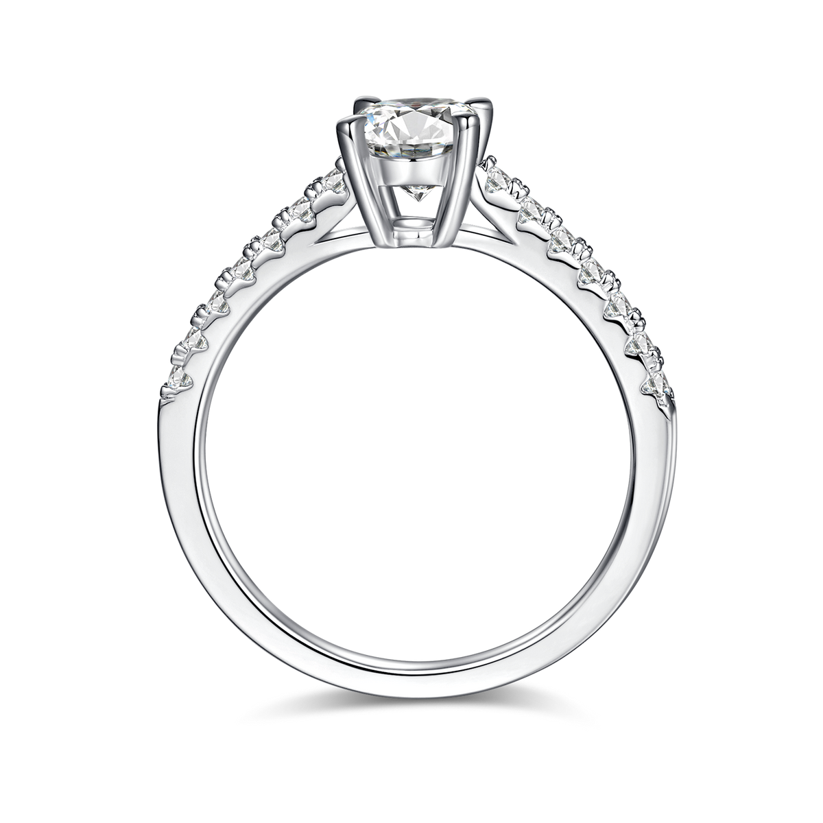 1CT Oval Moissanite Pave Engagement Ring in S925 Sterling Silver - supplier product view 3