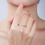 Oval anniversary band angled on-hand view