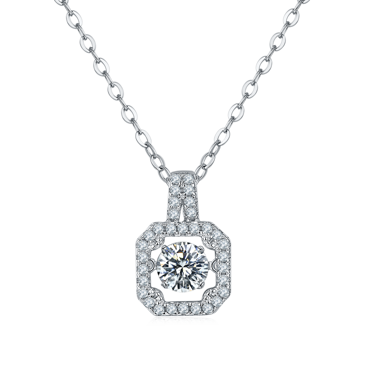 0.5CT Dancing Moissanite Pendant in S925 Sterling Silver - supplier product view 1