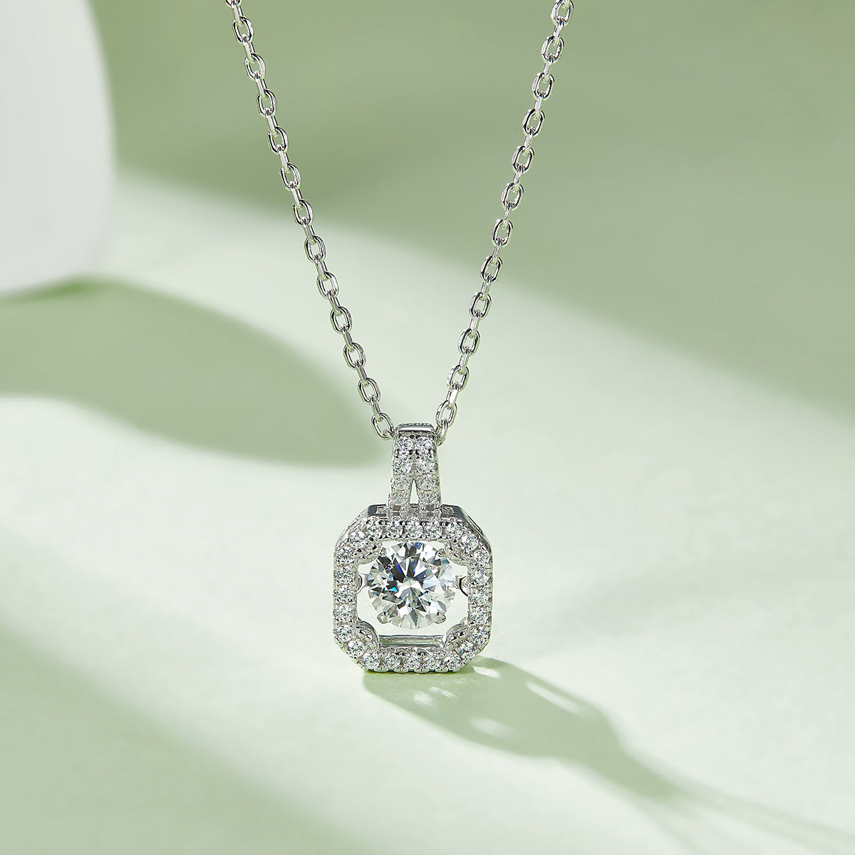 0.5CT Dancing Moissanite Pendant in S925 Sterling Silver - supplier product view 2