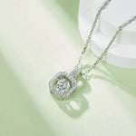Moissanite floating pendant front angled view