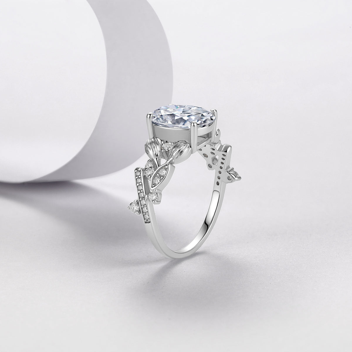 3.3CT Oval Moissanite Garden Engagement Ring in Sterling Silver - supplier product view 2