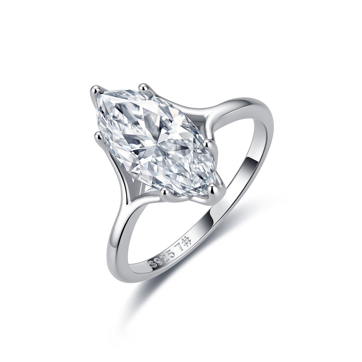 3CT Marquise Moissanite Engagement Ring in 18K Gold-Plated Sterling Silver - supplier product view 1