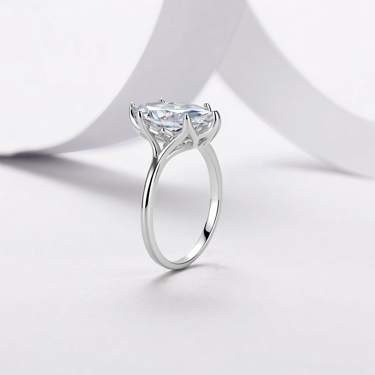 3CT Marquise Moissanite Engagement Ring in 18K Gold-Plated Sterling Silver - supplier product view 2
