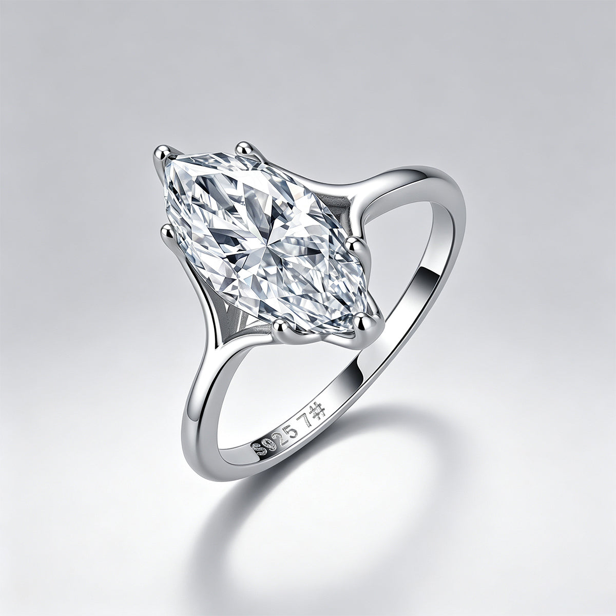 3CT Marquise Moissanite Engagement Ring in 18K Gold-Plated Sterling Silver - supplier product view 3