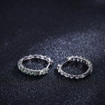 Green gradient lab-grown gemstone hoop earrings, front view