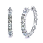 Green gradient princess-cut lab-grown gemstone hoop earrings in S925 silver