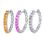 Yellow, pink and green gradient lab-grown gemstone hoop earrings