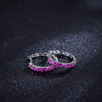 Pink gradient lab-grown gemstone hoop earrings, angled pair