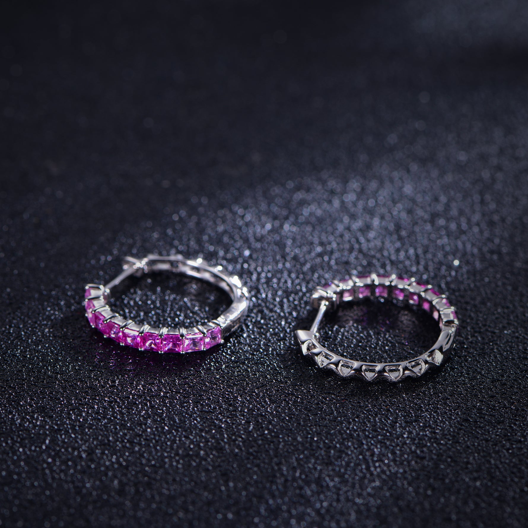 Pink gradient hoop earrings showing front and back