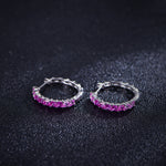 Pink gradient lab-grown gemstone hoop earrings, front view