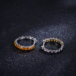 Yellow gradient hoop earrings showing side and front