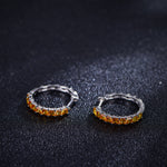 Yellow gradient lab-grown gemstone hoop earrings, front view