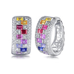 Rainbow baguette lab-grown gemstone and moissanite hoop earrings