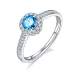 Sterling Silver S925 Moissanite Halo Engagement Ring, 0.50CT D Grade, Pavé Setting AdornMazing Moissanite Rings.