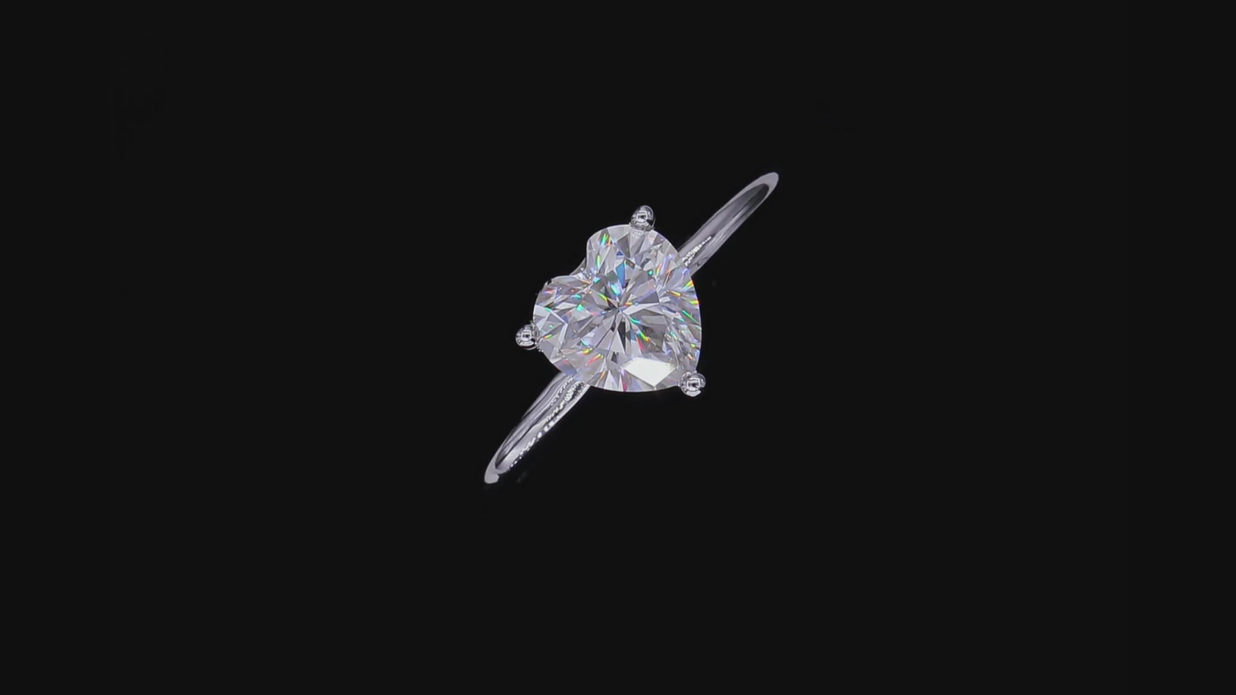 Sterling Silver S925 Moissanite Heart Shape Solitaire Ring, 1 Carat D Grade, Timeless Design AdornMazing Moissanite Rings.