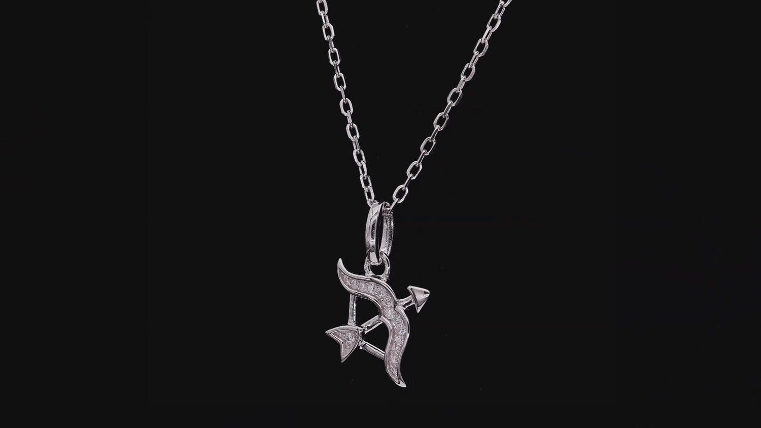 18K White Gold Plated S925 Sagittarius Zodiac Pendant Necklace with Moissanite