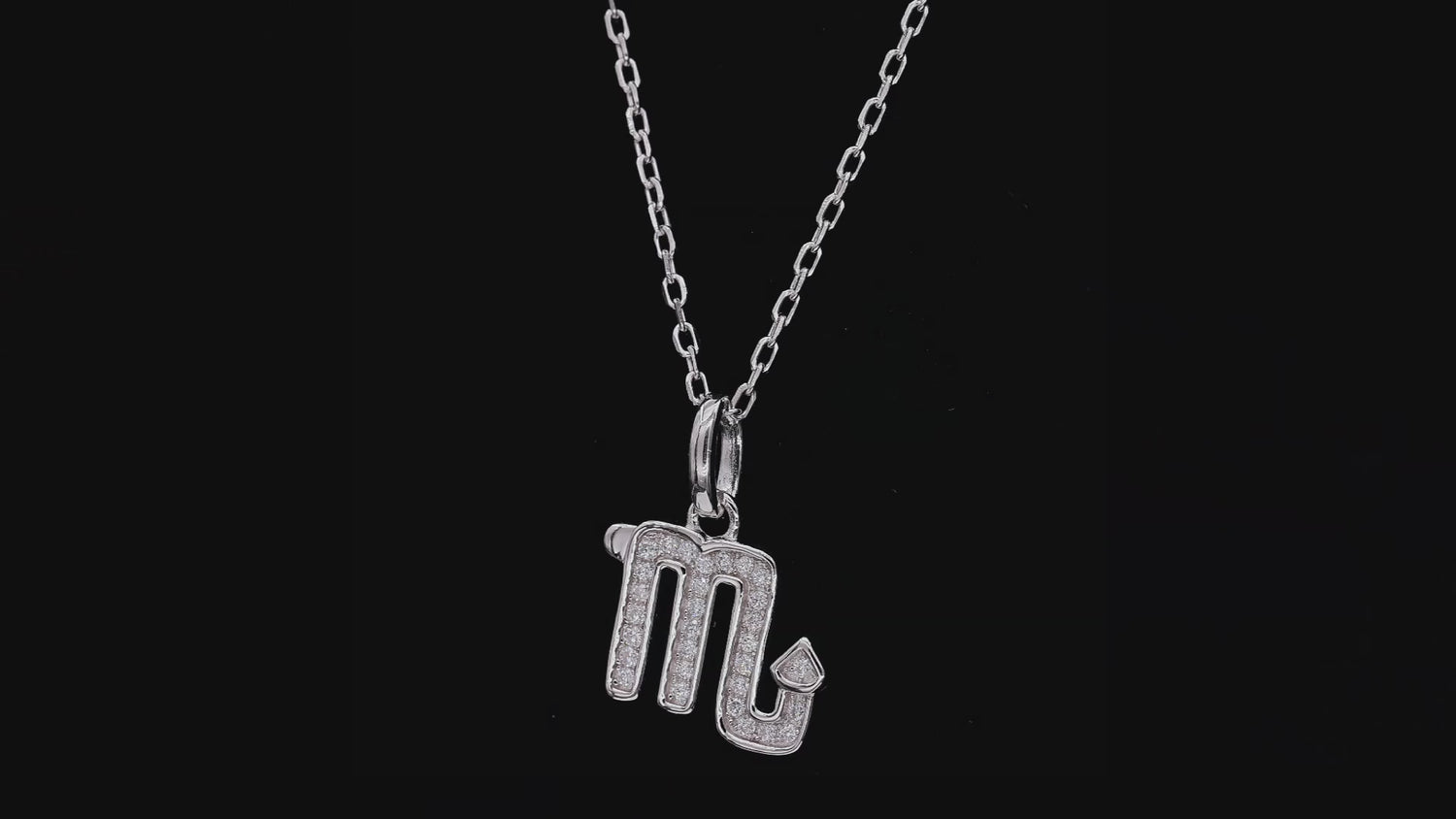 18K White Gold Plated S925 Scorpio Zodiac Pendant Necklace with Moissanite